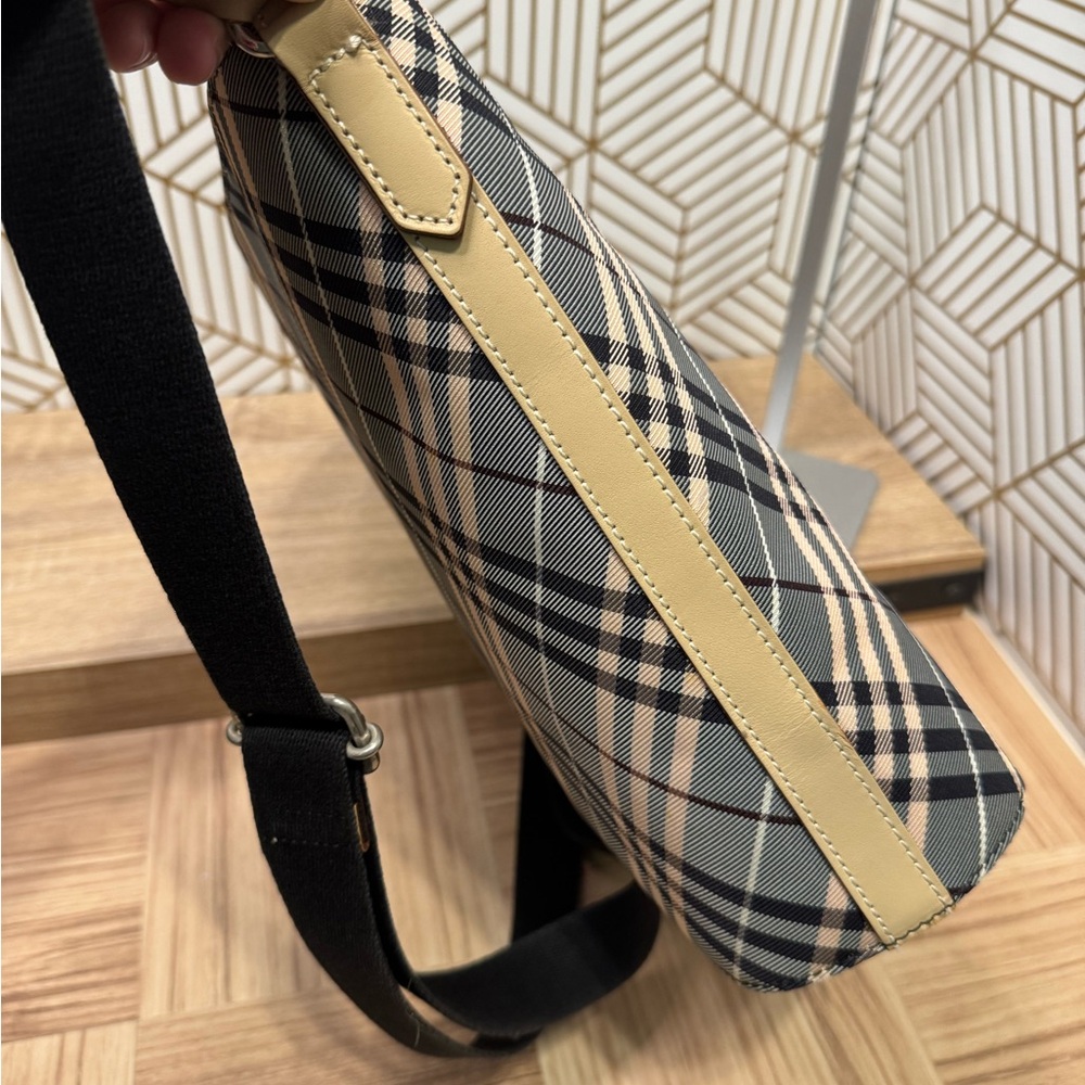 Burberry Blue Label Nova Check Nylon & Leather Shoulder Tote (Diagonal Plaid) - Picture 10 of 16
